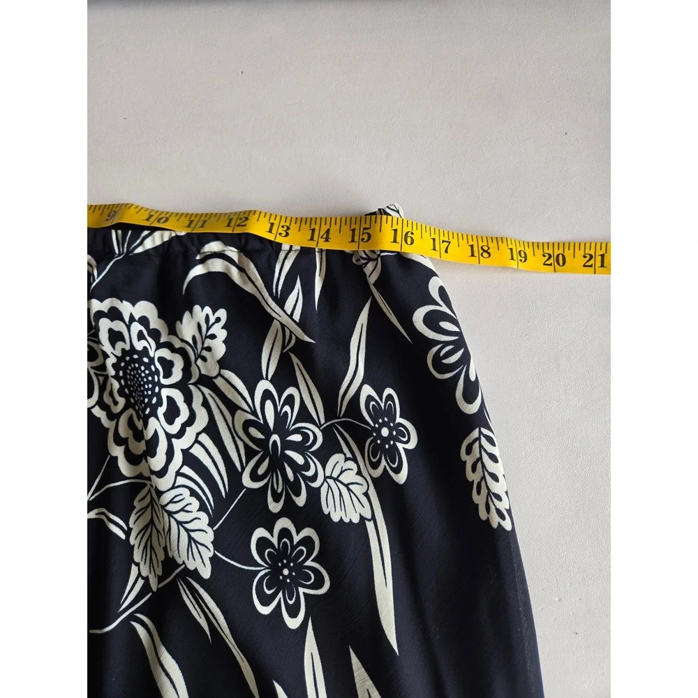 Donna Ricco Black White Floral Asymmetrical Bias Slip Midaxi Skirt 16W Y2K 90s
